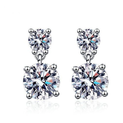 Simulated Moissanite Stud Earrings With 925 Sterling Silver Posts And Six-Prong Setting