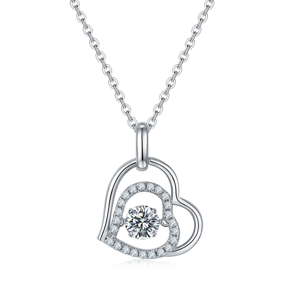 Set With Top-quality Moissanite, This Luxurious And Fashionable Light Luxury Trend Jewelry Necklace Pendant Is Made Of S925 Silver Electroplated With Platinum