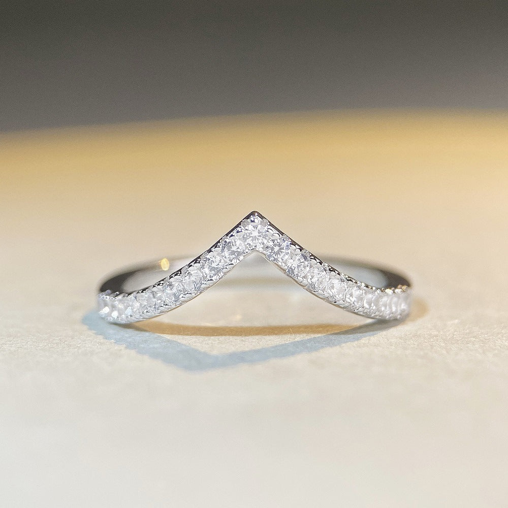 S925 Sterling Silver Platinum-plated Band Ring